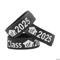 30% OFF: Black Class of 2025 Big Band Bracelets-12Pk