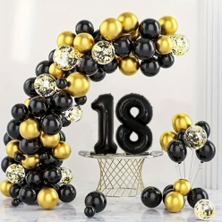 Black & Gold 18th Birthday Balloon Arch Kit - 64pc