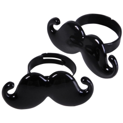 Mustache Black Metal Rings 2pk