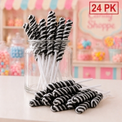 Black Cherry Small Twisty Lollipops- 24 Pk