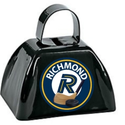 Hockey Personalized Metal Black Cow Bells - 12 Pack