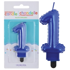 Number 1 Large Blue Cake Candle