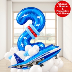 Airplane Blue Airfill Personalized Balloon Column Kit