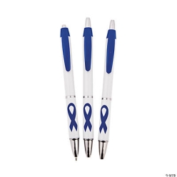 Blue Awareness Ribbon Grip Pens - 24 Pk
