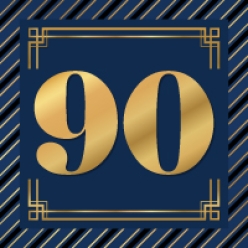 90th Birthday Blue Black & Gold