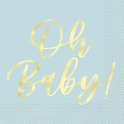 Blue & Metallic Gold Oh Baby Shower