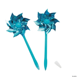 Blue Sparkly Pinwheel Pens - 12Pk