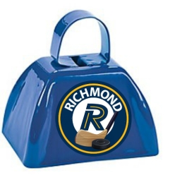 Hockey Personalized Metal Blue Cow Bells - 12 Pack