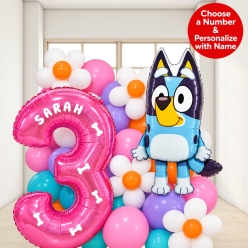 *Bluey Pink 5 FT Airfill Personalized Balloon Column Kit