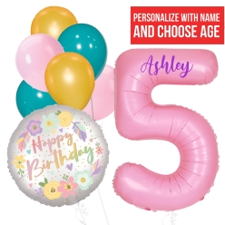 Boho PERSONALIZED Name & Single Digit Age Balloon Bouquet