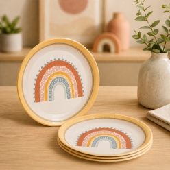 Boho Rainbow Party Dessert Plates - 8PK