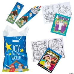 Religious Christmas Colouring Book Kit for 48