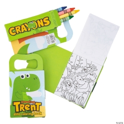 Traveling Trent Dino Colouring Books with Crayons-12Pk