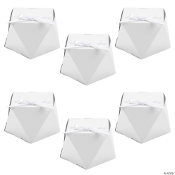 White Geometric Favour Boxes with Bow-48Pk