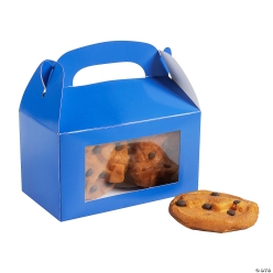Blue Cardstock Treat Boxes with Window-12Pk