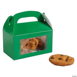 Green Cardstock Treat Boxes with Window-12Pk