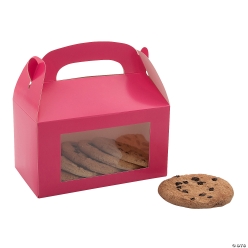 Pink Cardstock Treat Boxes with Window-12Pk