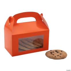 Orange Cardstock Treat Boxes with Window-12Pk
