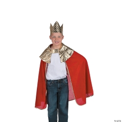 Kid's Red Wise Man's Cape with Crown