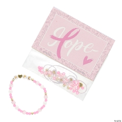 Pink Ribbon Awareness Hope Bracelet Craft Kit-12Pk