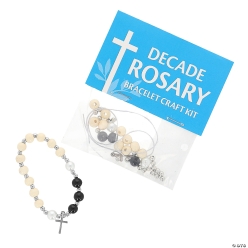 Wood & Glass Rosary Beaded Bracelet Craft Kit-12Pk