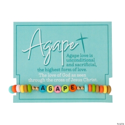 Pastel Colour Religious Agape Bracelets on Card for 12