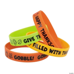 Happy Thanksgiving Silicone Bracelets-24Pk