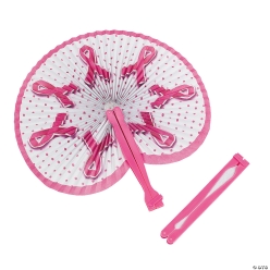 Pink Ribbon Awareness Folding Fans - 12Pk