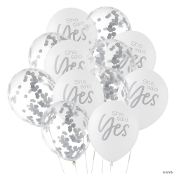 Bridal Party & Confetti Filled Latex Balloons-12Pk