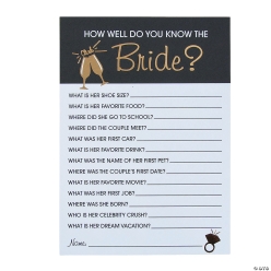 Bridal Shower Trivia Game - 12 Pk