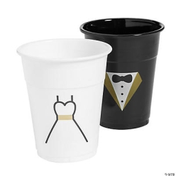 Bride & Groom 16oz Plastic Cups - 50Pk
