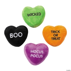 Halloween Plush Bright Colour Conversation Hearts-12Pk