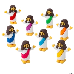 Jesus Figurines in Bright Color Sash Assortment-24Pk
