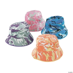 Bright Cotton Camouflage Bucket Hats - 12Pk