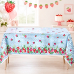 Sweet Strawberry Printed Plastic Table Cover