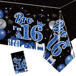 Bro I'm 16 Blue Birthday Plastic Tablecover