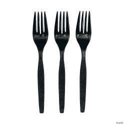 Black Plastic Forks - 24 PK