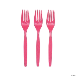 Hot Pink Plastic Forks - 50Pk