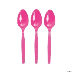 Hot Pink Plastic Spoons - 50Pk
