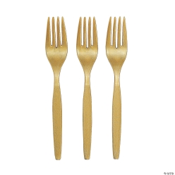 Metallic Gold Plastic Forks - 50Pk