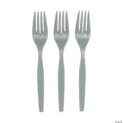 Metallic Silver Plastic Forks - 50Pk