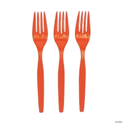 Orange Plastic Forks - 50Pk