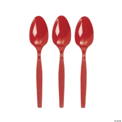 Red Plastic Spoons - 50Pk