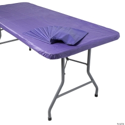 BULK Purple 8ft. Fitted Banquet Table Covers 12PK
