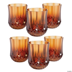 Amber Stemless Patterned Wine Glasses-48Pk