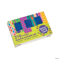 Blue Plastic Cutlery Sets for 70