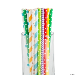 Bulk Carnival Sturdy Paper Straws - 100 PK