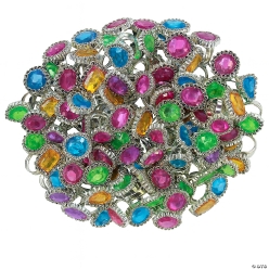 Colourful Rhinestone Rings-72Pk