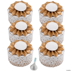 Gold & White Fan Favour Boxes - 48Pk