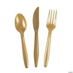 Bulk Gold Plastic Cutlery Sets of 70
